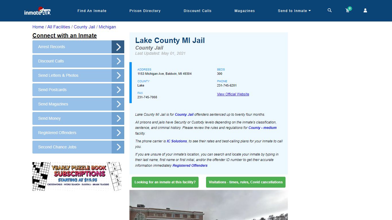 Lake County MI Jail - Inmate Locator - Baldwin, MI