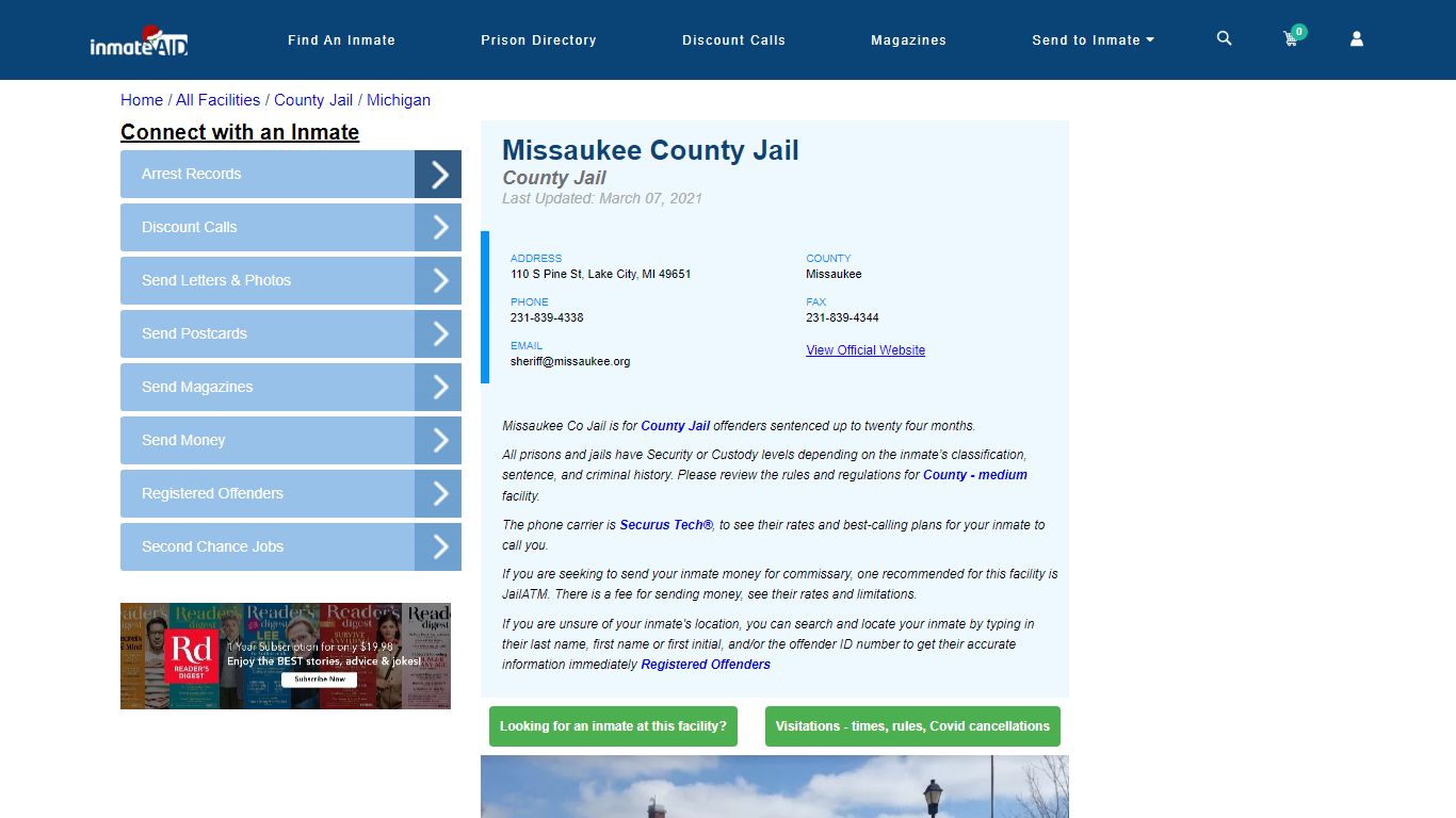 Missaukee County Jail - Inmate Locator - Lake City, MI